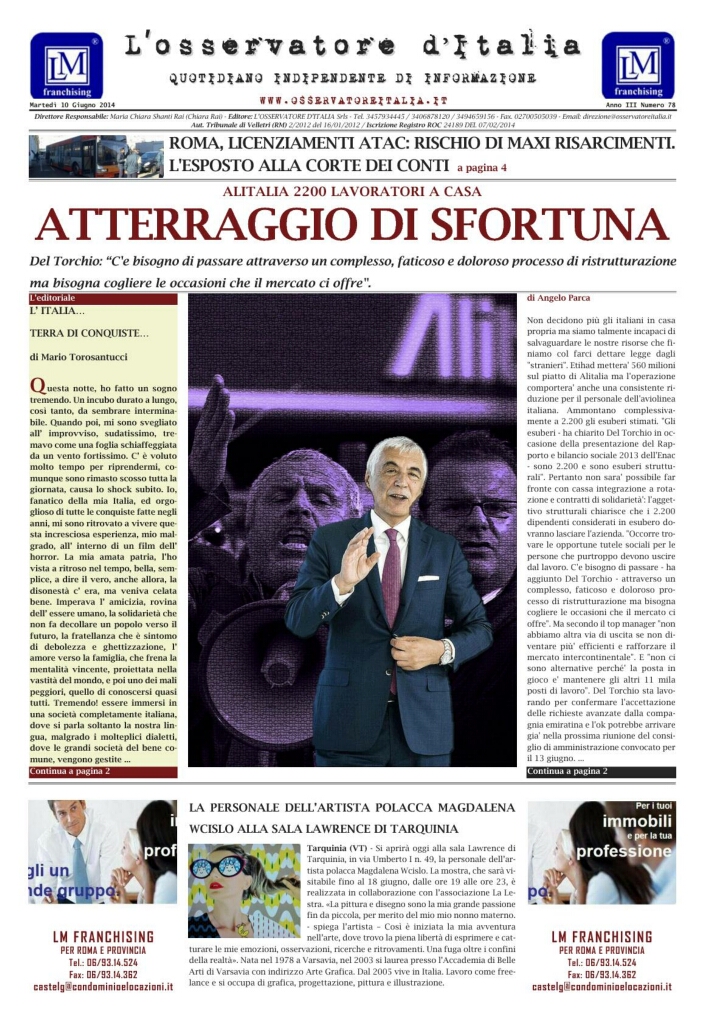 L'osservatore d'Italia edizione del 10 Giugno 2014